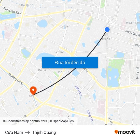 Cửa Nam to Thịnh Quang map