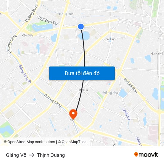 Giảng Võ to Thịnh Quang map