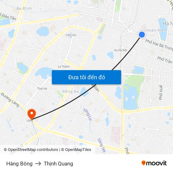Hàng Bông to Thịnh Quang map