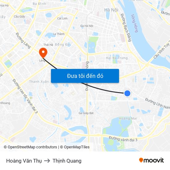 Hoàng Văn Thụ to Thịnh Quang map