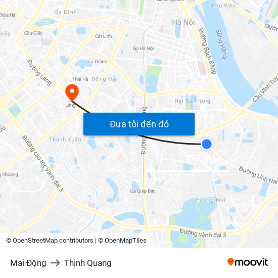 Mai Động to Thịnh Quang map