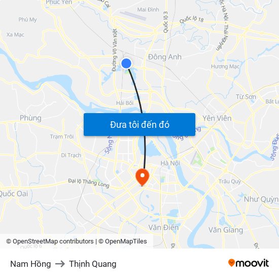 Nam Hồng to Thịnh Quang map