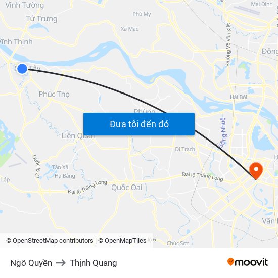 Ngô Quyền to Thịnh Quang map
