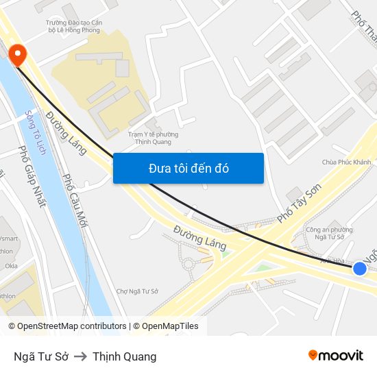 Ngã Tư Sở to Thịnh Quang map