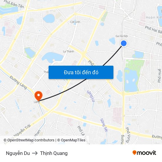 Nguyễn Du to Thịnh Quang map