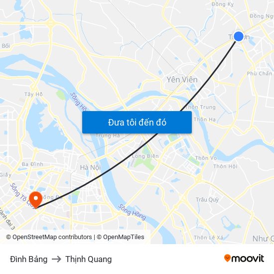 Đình Bảng to Thịnh Quang map
