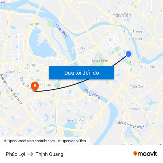 Phúc Lợi to Thịnh Quang map