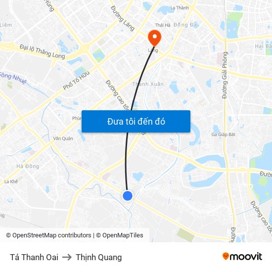 Tả Thanh Oai to Thịnh Quang map