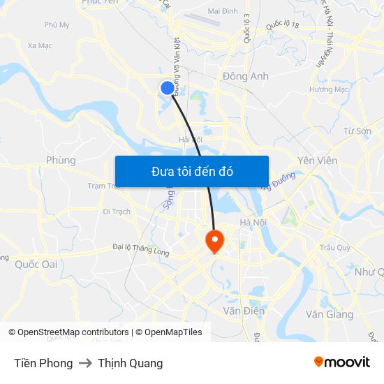 Tiền Phong to Thịnh Quang map