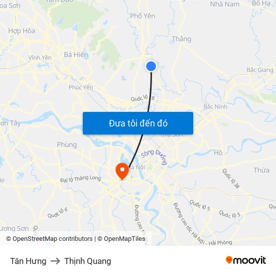 Tân Hưng to Thịnh Quang map