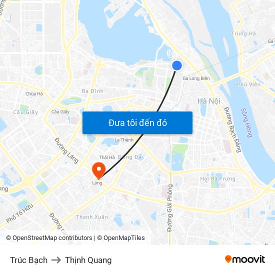 Trúc Bạch to Thịnh Quang map