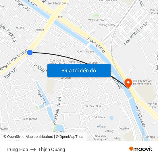 Trung Hòa to Thịnh Quang map