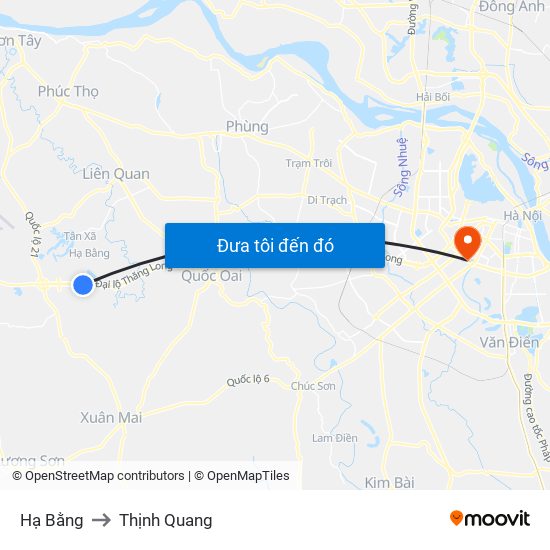 Hạ Bằng to Thịnh Quang map