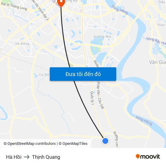 Hà Hồi to Thịnh Quang map