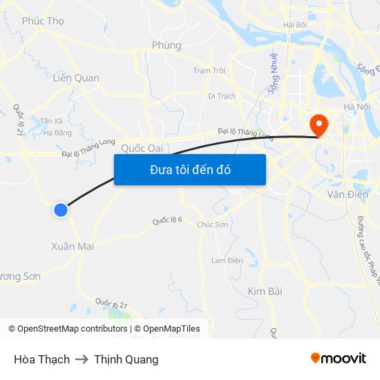 Hòa Thạch to Thịnh Quang map
