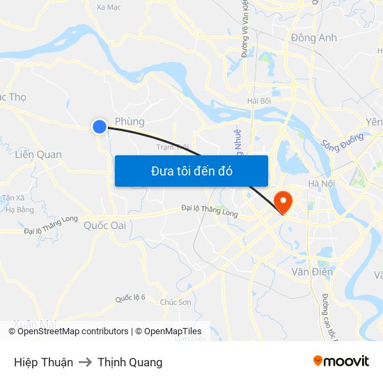 Hiệp Thuận to Thịnh Quang map