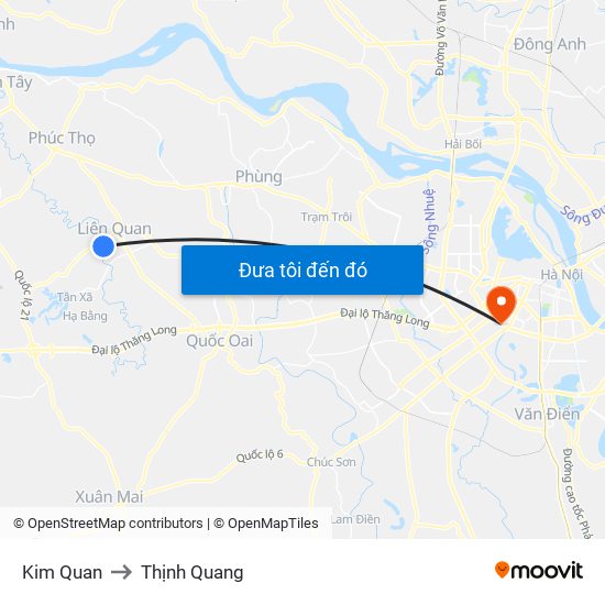 Kim Quan to Thịnh Quang map