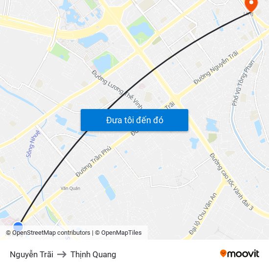 Nguyễn Trãi to Thịnh Quang map