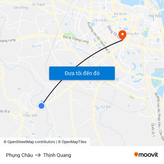 Phụng Châu to Thịnh Quang map