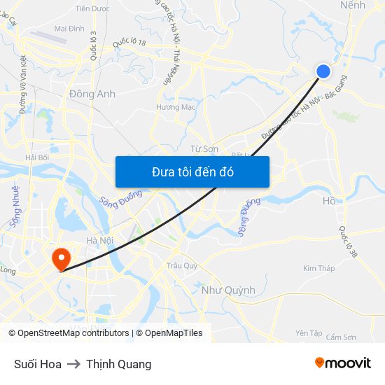 Suối Hoa to Thịnh Quang map