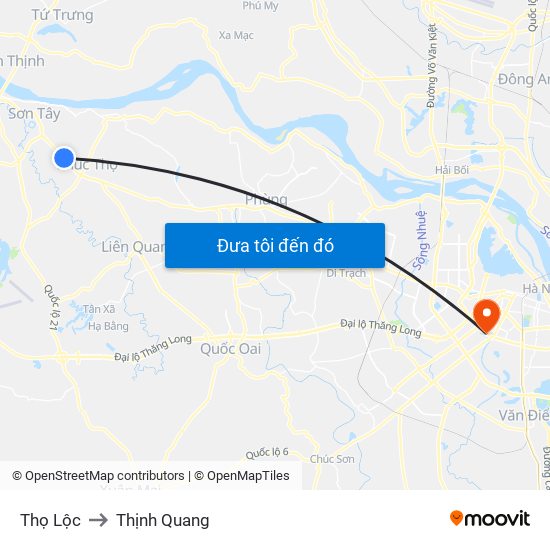Thọ Lộc to Thịnh Quang map
