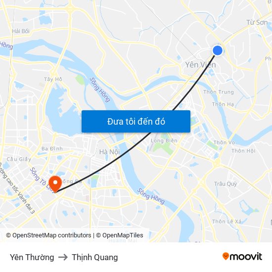 Yên Thường to Thịnh Quang map