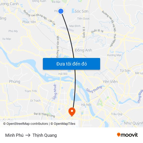 Minh Phú to Thịnh Quang map