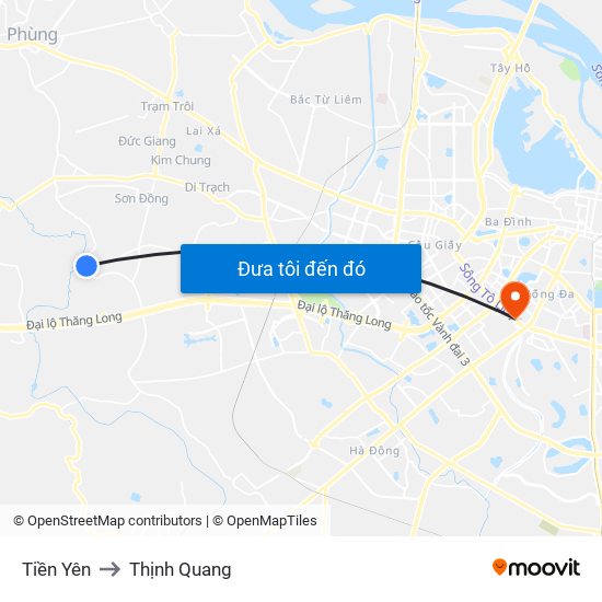 Tiền Yên to Thịnh Quang map