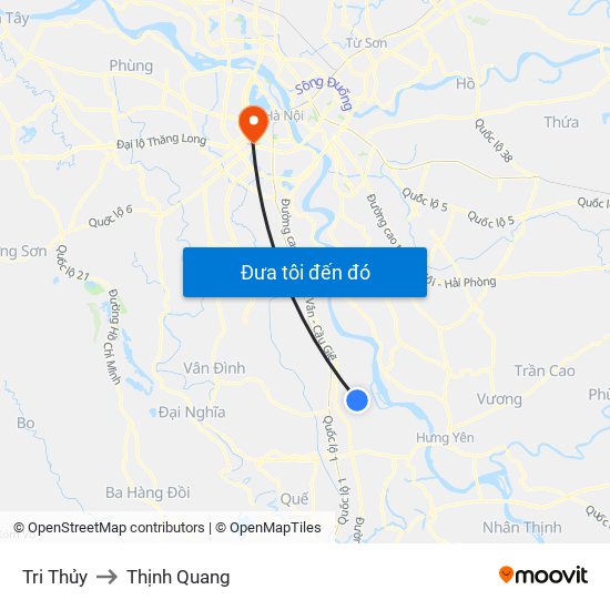 Tri Thủy to Thịnh Quang map