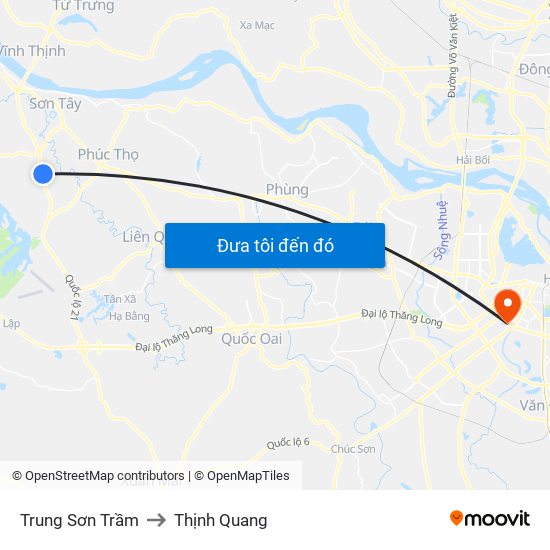Trung Sơn Trầm to Thịnh Quang map