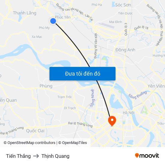 Tiến Thắng to Thịnh Quang map