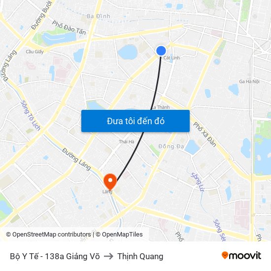 Bộ Y Tế - 138a Giảng Võ to Thịnh Quang map