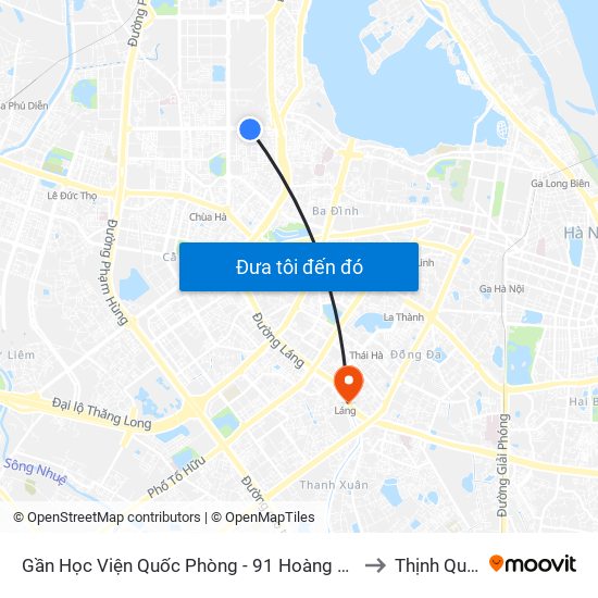 Gần Học Viện Quốc Phòng - 91 Hoàng Quốc Việt to Thịnh Quang map