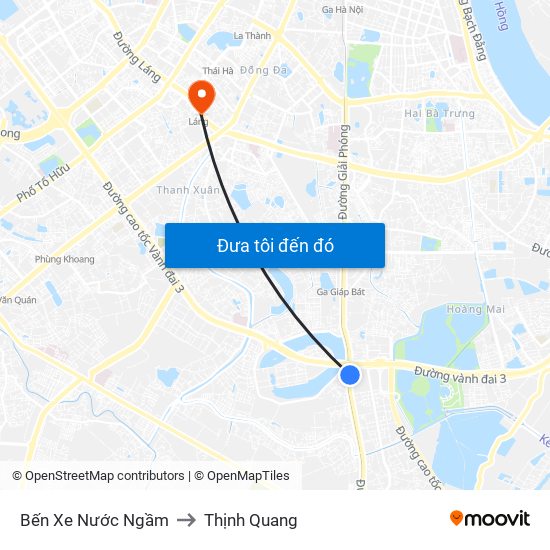 Bến Xe Nước Ngầm to Thịnh Quang map