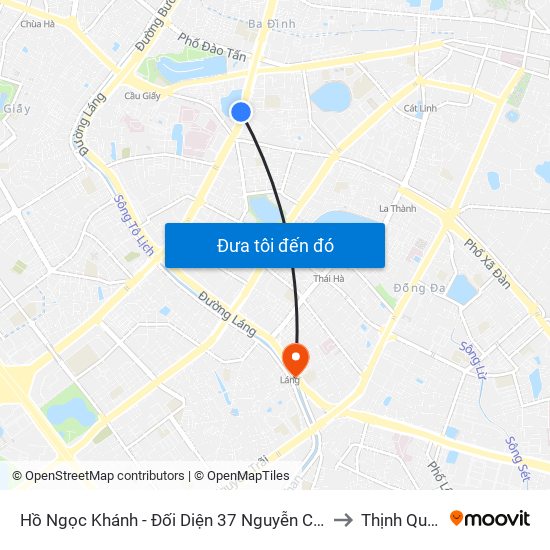 Hồ Ngọc Khánh - Đối Diện 37 Nguyễn Chí Thanh to Thịnh Quang map