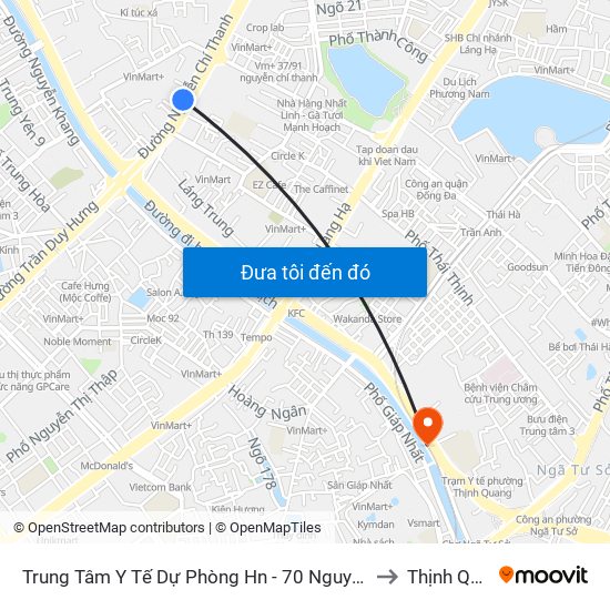 Trung Tâm Y Tế Dự Phòng Hn - 70 Nguyễn Chí Thanh to Thịnh Quang map