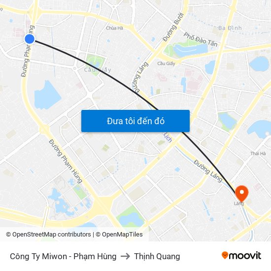 Công Ty Miwon - Phạm Hùng to Thịnh Quang map