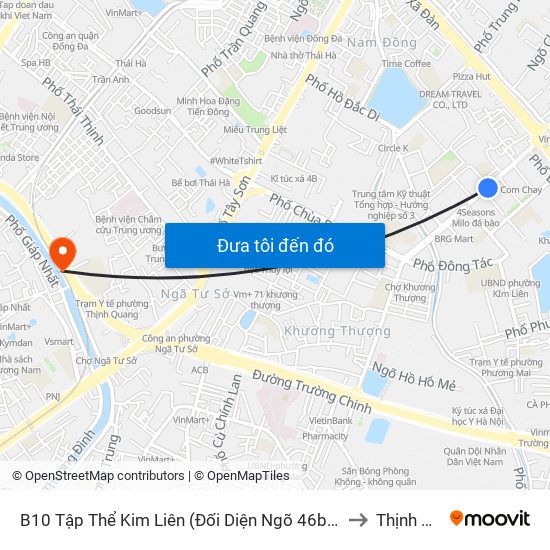 B10 Tập Thể Kim Liên (Đối Diện Ngõ 46b Phạm Ngọc Thạch) to Thịnh Quang map