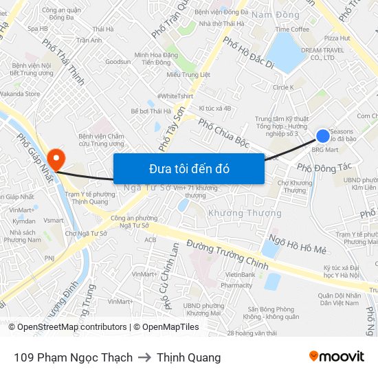 109 Phạm Ngọc Thạch to Thịnh Quang map