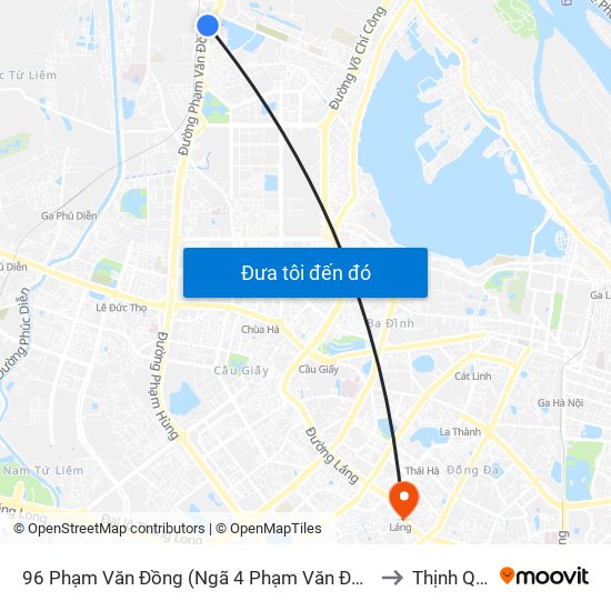 96 Phạm Văn Đồng (Ngã 4 Phạm Văn Đồng - Xuân Đỉnh) to Thịnh Quang map