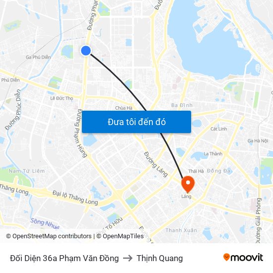 Đối Diện 36a Phạm Văn Đồng to Thịnh Quang map