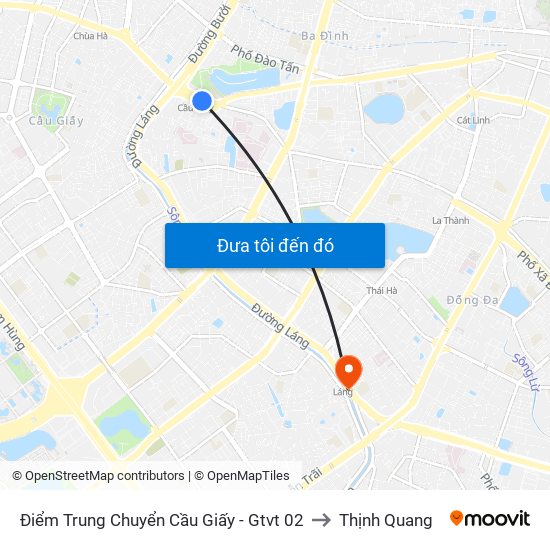 Điểm Trung Chuyển Cầu Giấy - Gtvt 02 to Thịnh Quang map