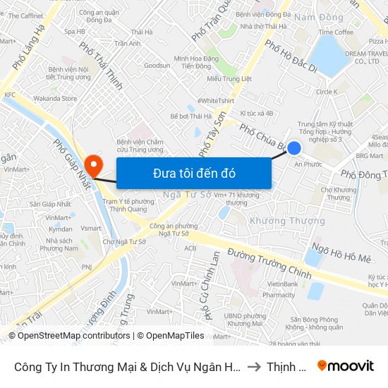 Công Ty In Thương Mại & Dịch Vụ Ngân Hàng - Số 10 Chùa Bộc to Thịnh Quang map