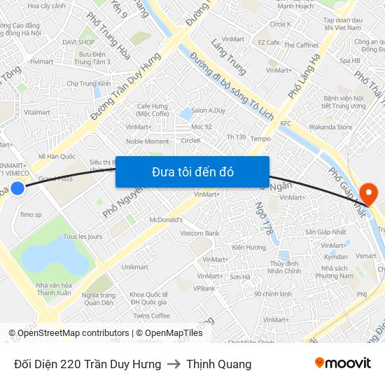 Đối Diện 220 Trần Duy Hưng to Thịnh Quang map