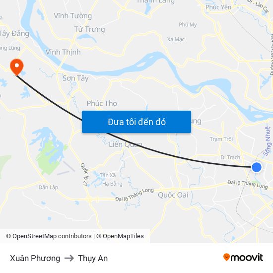 Xuân Phương to Thụy An map