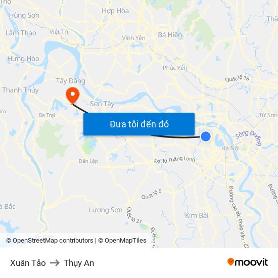 Xuân Tảo to Thụy An map