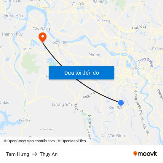 Tam Hưng to Thụy An map