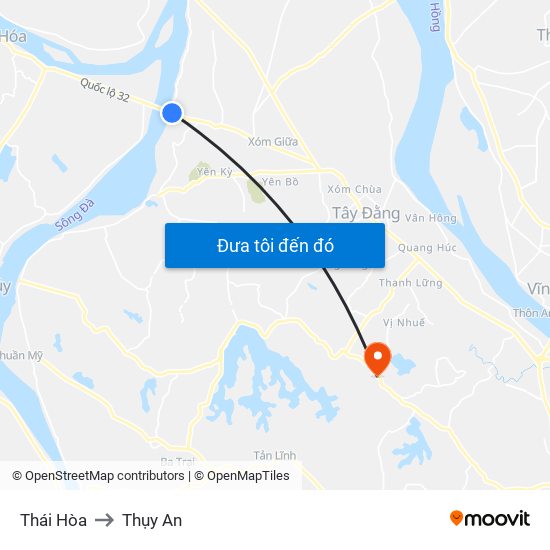 Thái Hòa to Thụy An map