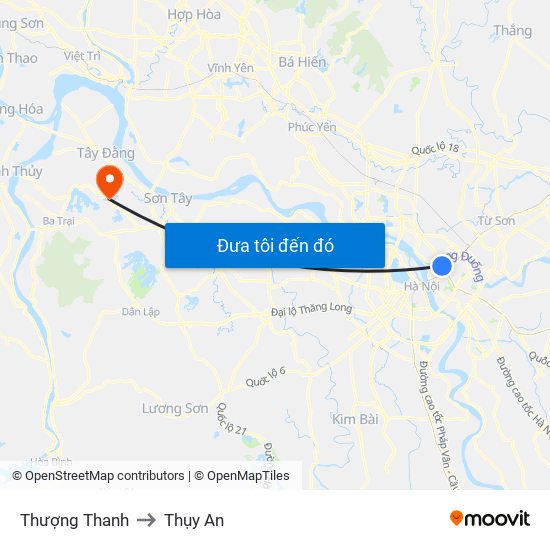 Thượng Thanh to Thụy An map