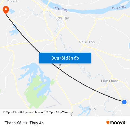 Thạch Xá to Thụy An map